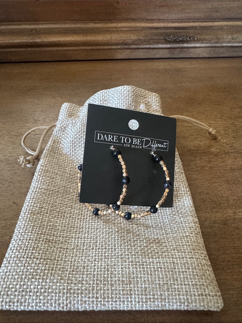 Black and Gold Hoop Earrings - NWT